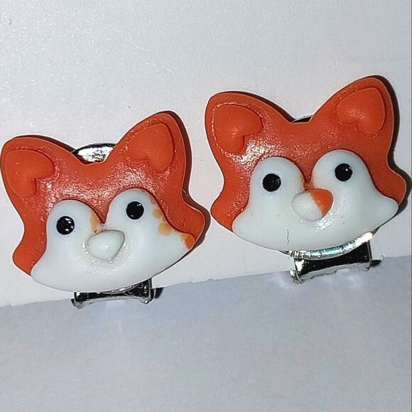 Beautiful girls fox clip-on earrings for kids - Picture 3 of 4